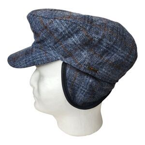 Wigens Sweden Tweed Newsboy Cap 60 XL Blue Reid & Taylor Scottish Lambswool Hat
